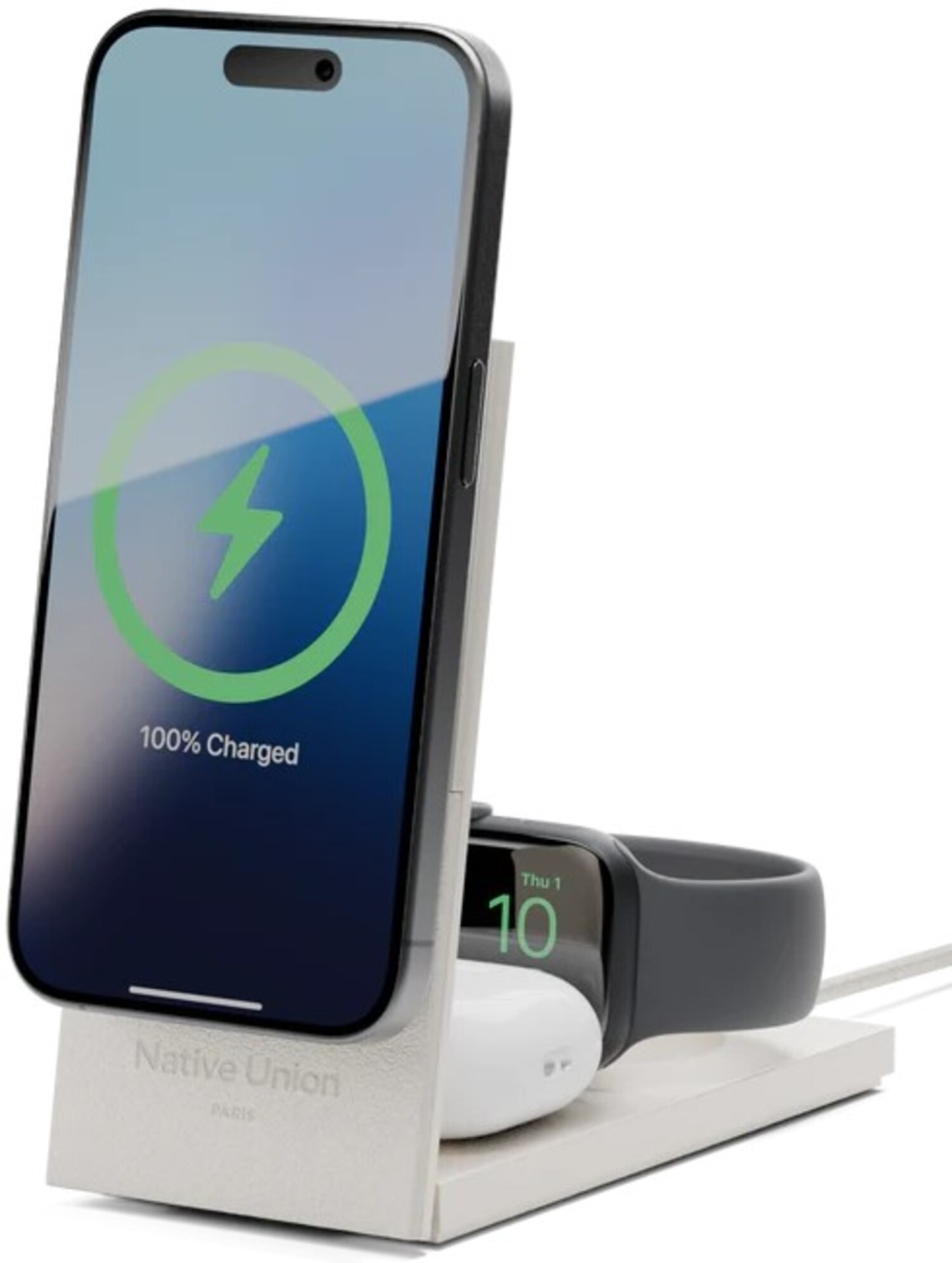 Беспроводное зарядное устройство Native Union Rise 3-in-1 Qi2 Wireless Charger Sandstone (RS-3IN1-SAN-INT) - Фото 1