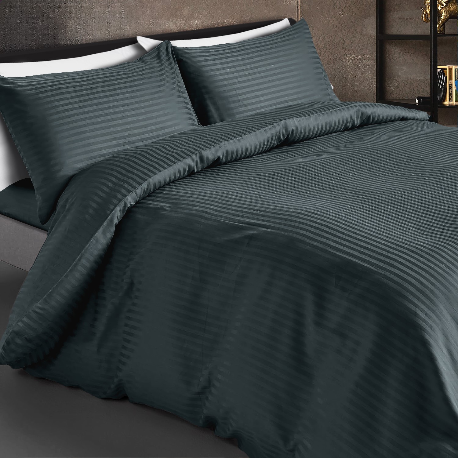 Комплект постельного белья Zastelli 17-4405 Grey Stripe сатин 145х210 Серый (21133) - Фото 1