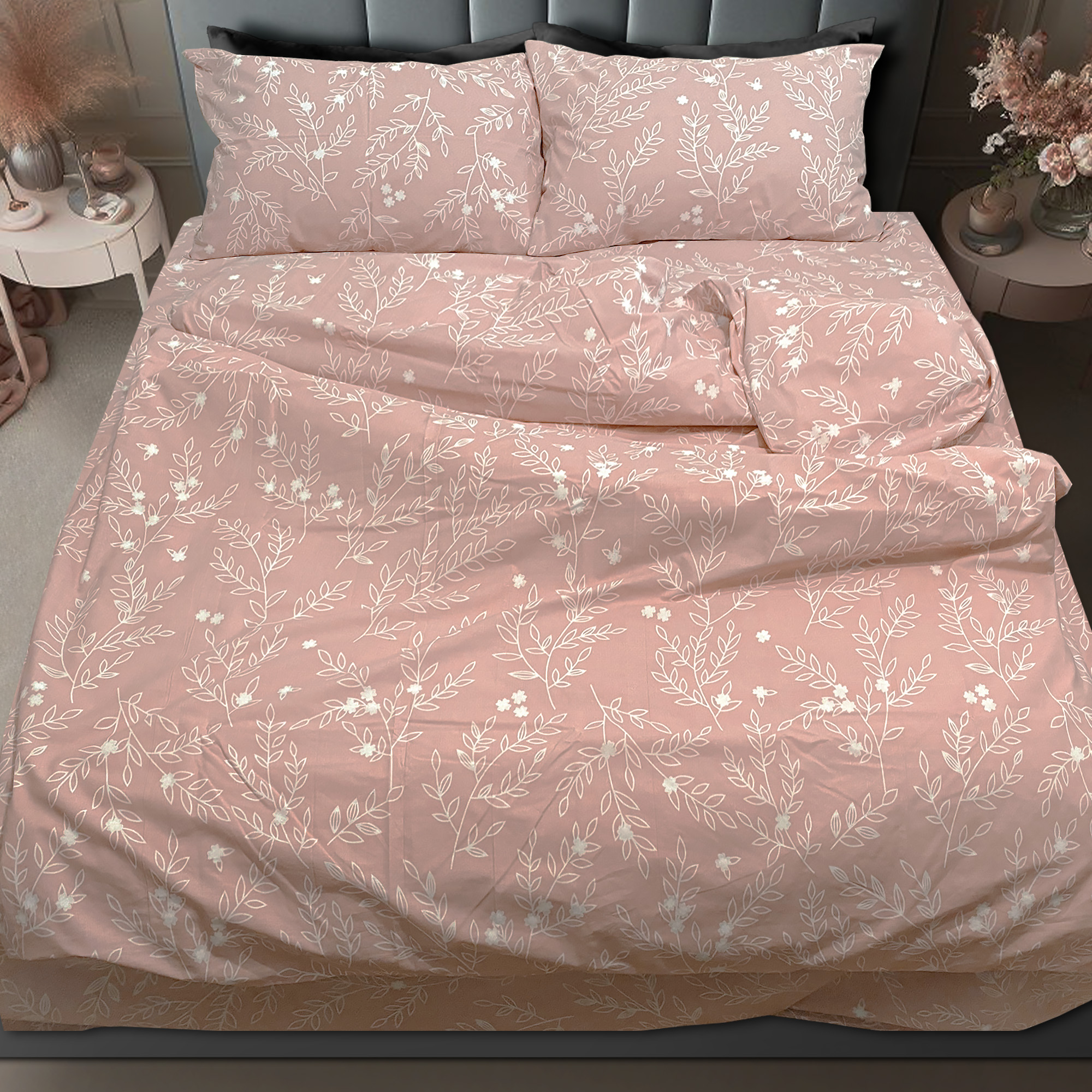 Комплект постельного белья Zastelli Белые цветы 09-42/20-1718 Pink бязь 145х210 (21248) - Фото 1
