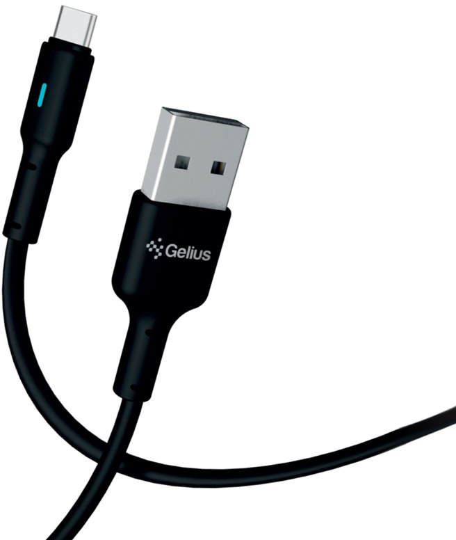 Кабель синхронизации данных Gelius Lumin Lamp GP-UC100C USB-A to Type-C 2m 30W Black (100087) - Фото 1