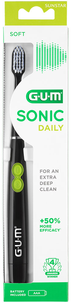 Зубная щетка электрическая GUM Sonic Daily, чёрная - Фото 1