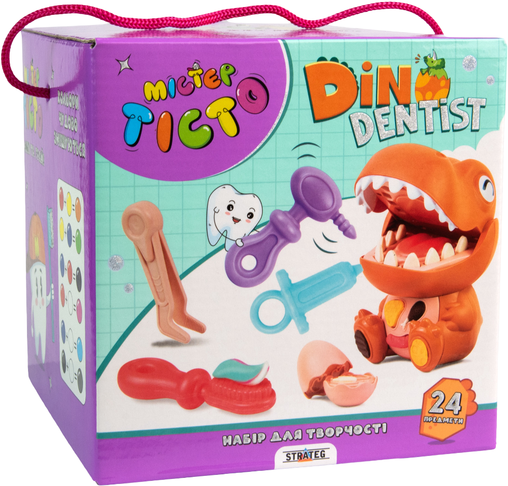 Лепка из теста Strateg Мистер тесто Dino Dentist на украинском языке (41020) - Фото 1