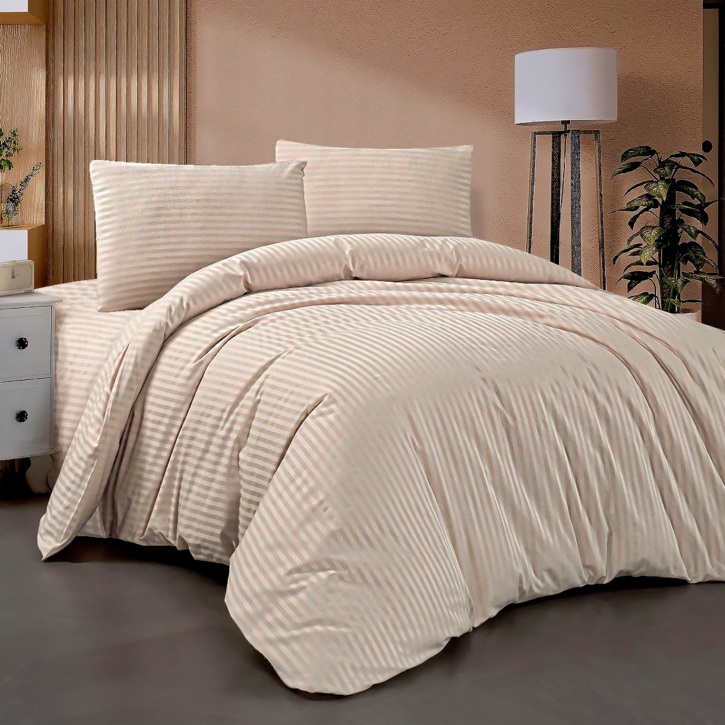 Комплект постельного белья Zastelli Beige Stripe 145х210 Бежевый (21703) - Фото 1