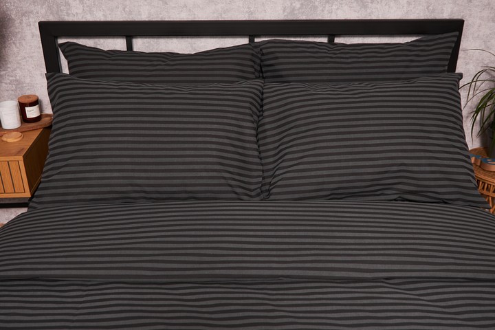 Комплект постельного белья Moon&Star 160х220х2 нав. 2х70х70 Gray Stripe Бязь Gold Люкс (MS-820001110) - Фото 1