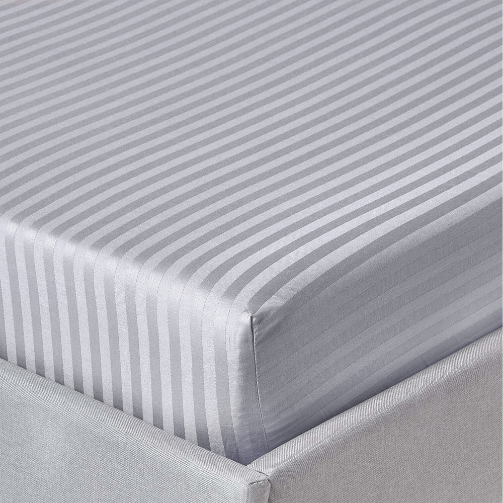Простынь односпальная Zastelli на резинке Gray stripe поликоттон 100х200+20 см Серое (21744) - Фото 1