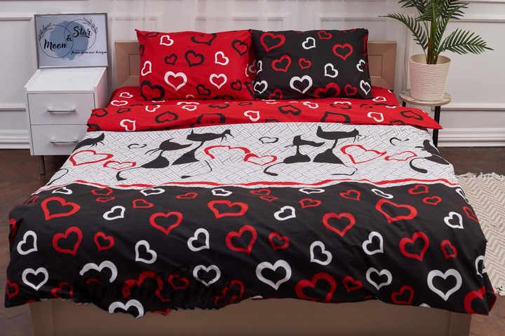 Комплект постільної білизни Moon&Star 160х220х2 нав. 2х70х70 Love Cats Бязь Gold Люкс (MS-820001180) - Фото 1