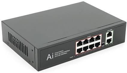 Коммутатор локальной сети (Switch) Merlion 4 POE 10/100 +2 RJ45 10/100 встроенный блок питания 52V (YT41639)