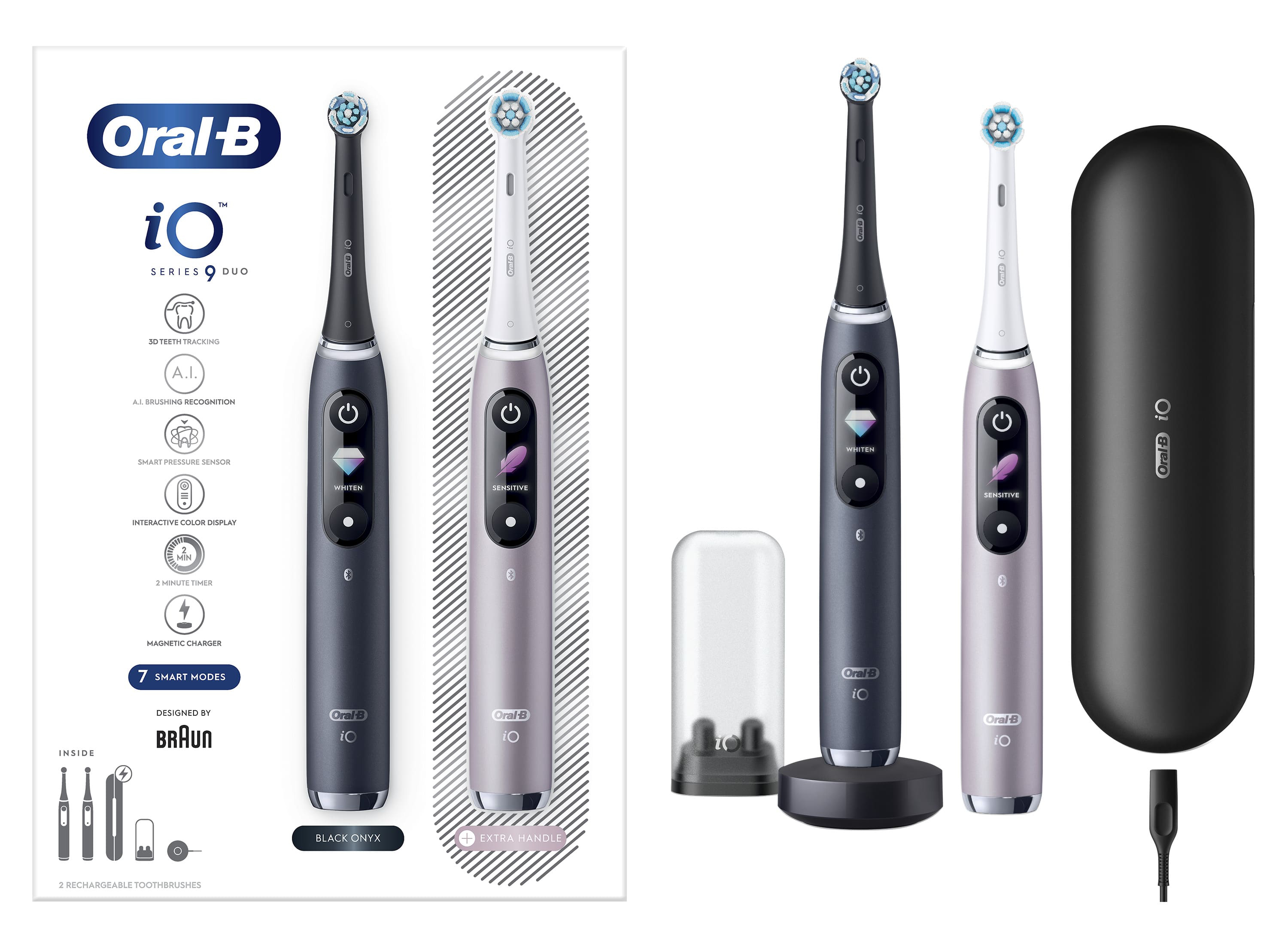 Купить Зубная щетка электрическая Oral-B Braun iO Series 9 Duo iOM9d.2J2.2AD типа 3758 + дополнительная ручка Black - Фото 1 Зубная щетка электрическая Oral-B Braun iO Series 9 Duo iOM9d.2J2.2AD типа 3758 + дополнительная ручка Black - Фото 1