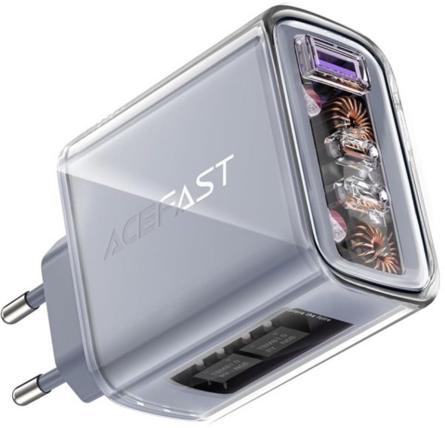 Сетевое зарядное устройство AceFast 3xUSB 65W (2xUSB-C+USB-A) Gan A45 Fast Charger Mica gray (6974316282105) - Фото 1