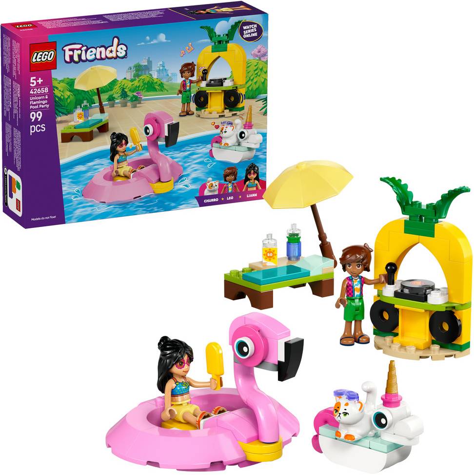 Купить Конструктор LEGO Friends Вечеринка единорога и фламинго у бассейна (42658) - Фото 1 Конструктор LEGO Friends Вечеринка единорога и фламинго у бассейна (42658) - Фото 1