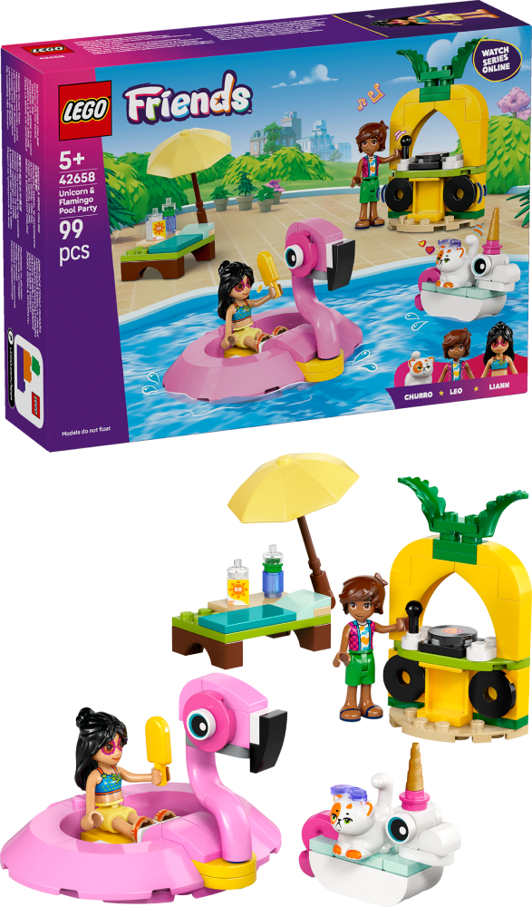 Конструктор LEGO Friends Вечеринка единорога и фламинго у бассейна (42658) - Фото 1