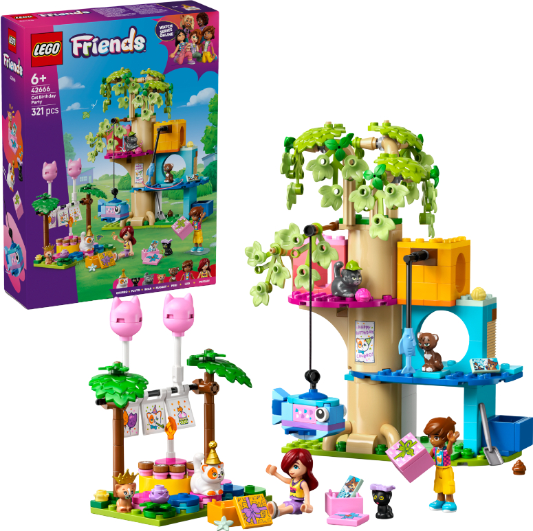 Конструктор LEGO Friends День рождения кота и дом на дереве (42666) - Фото 1