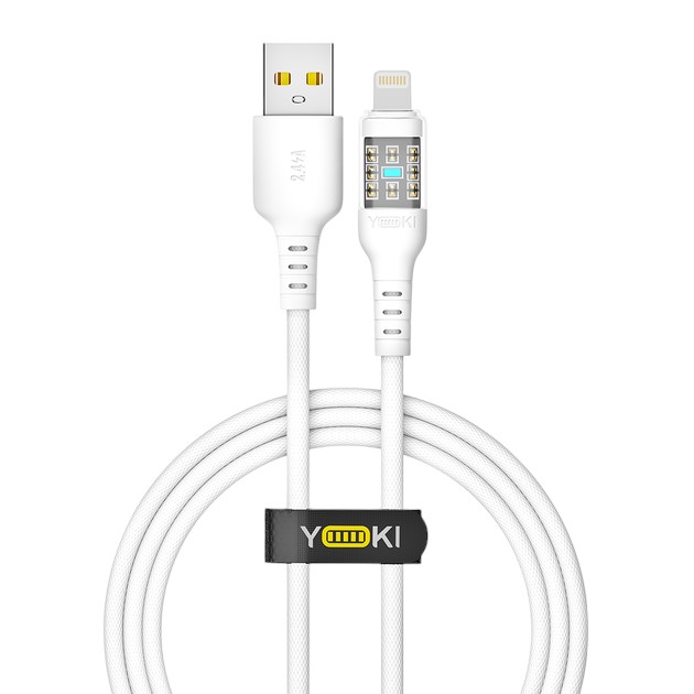 Кабель синхронизации данных YOKI CYBER Lightning 2.4A 1.2m White (YK-CY23) - Фото 1