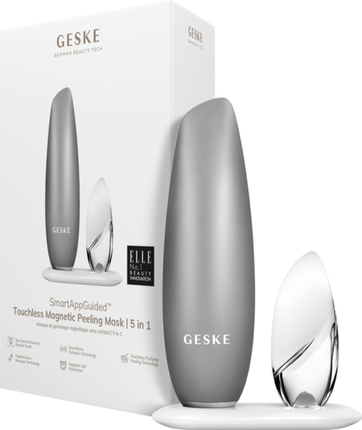 Безконтактна магнітна пілінг маска для обличчя GESKE Touchless Magnetic Peeling Mask 5 в 1 білий (GK000005WH01) - Фото 1