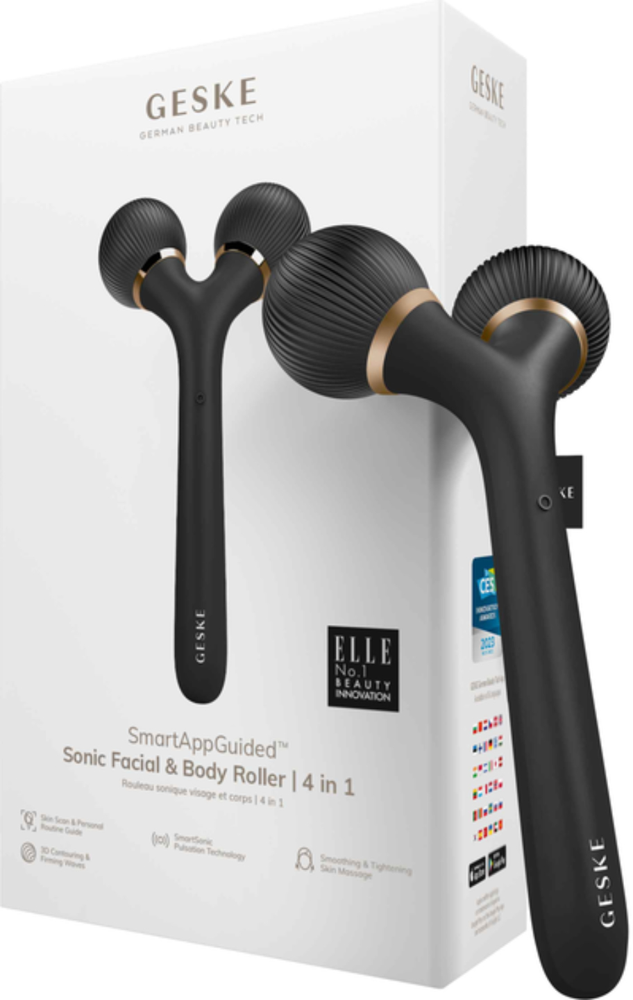 Електронний звуковий ролик для обличчя GESKE Sonic Facial Roller 4 в 1 сірий (GK000040GY01) - Фото 1