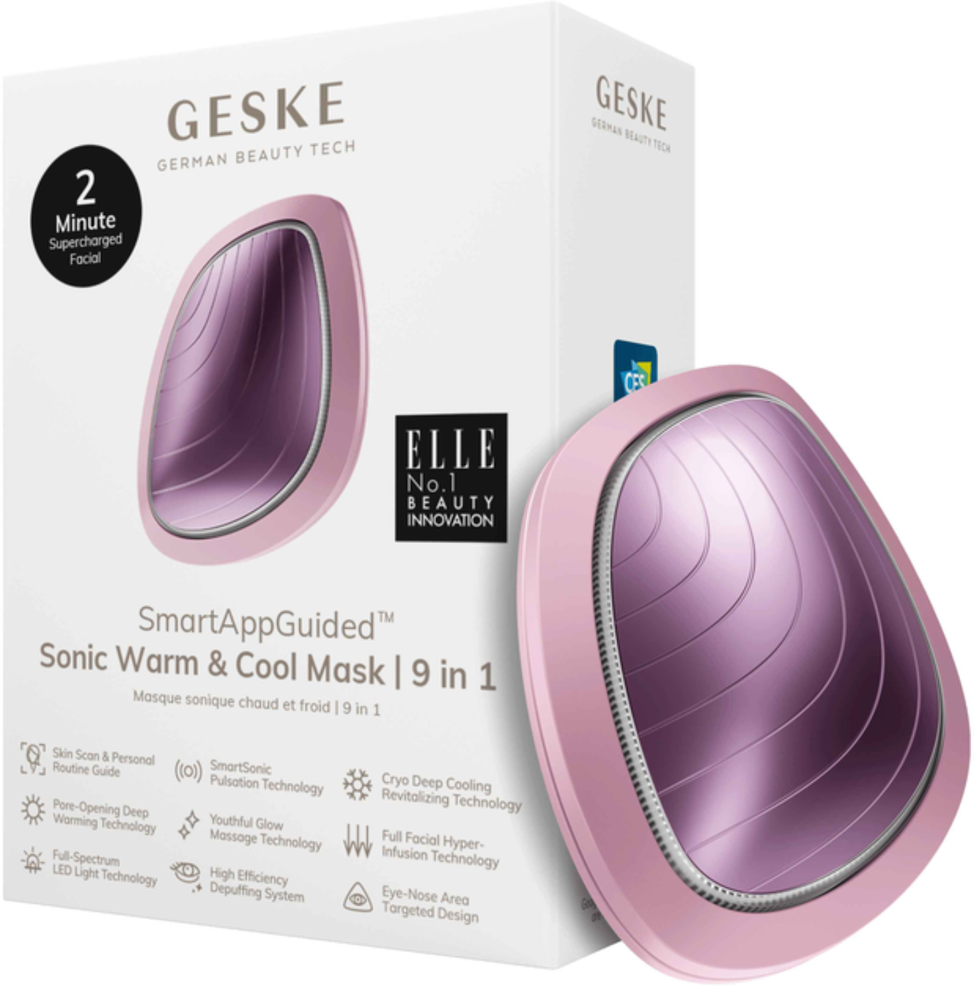 Звукова маска тепло та холод для обличчя GESKE Sonic Warm & Cool Mask 9 в 1 рожевий (GK000002PK01) - Фото 1