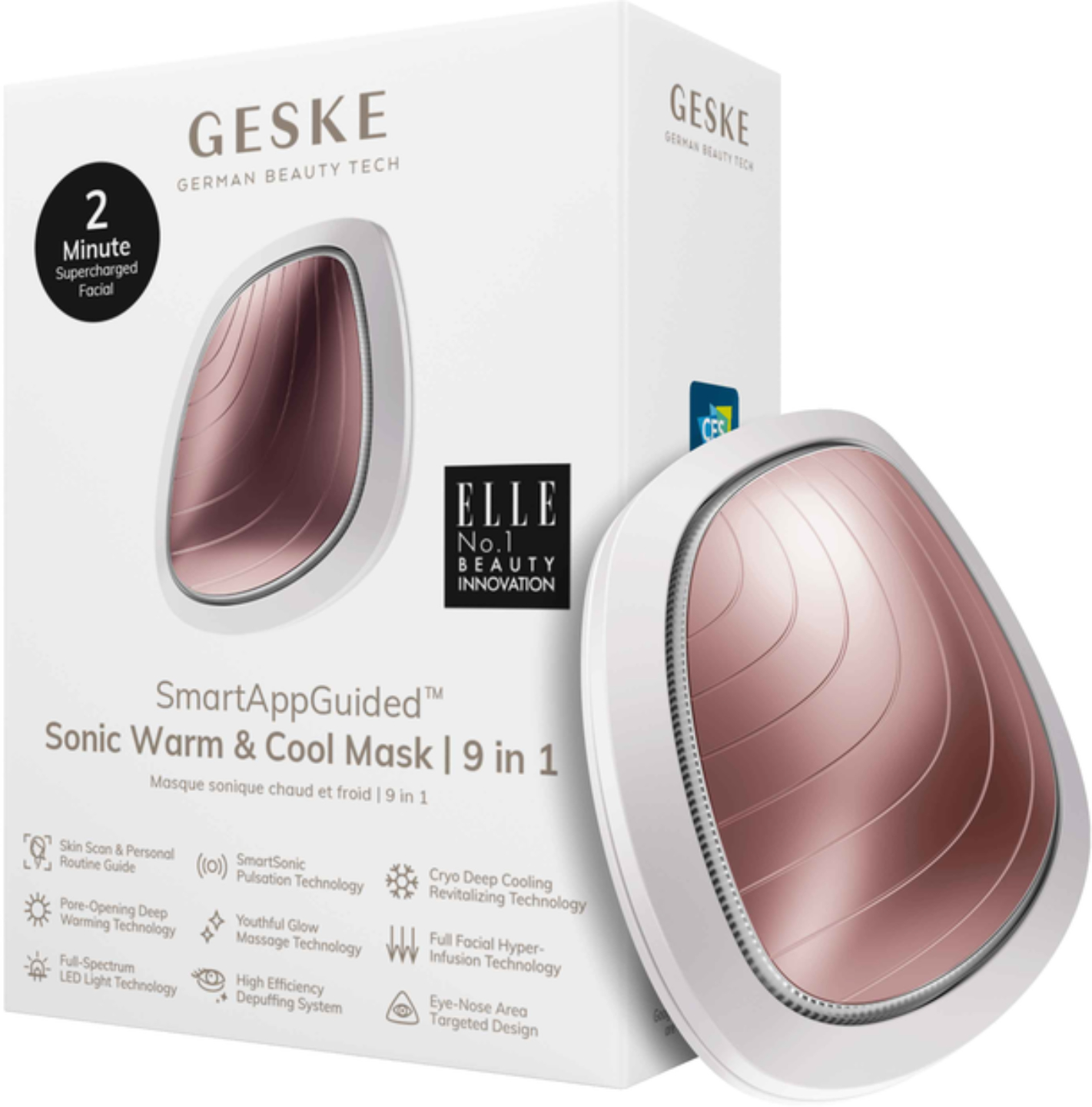 Звукова маска тепло та холод для обличчя GESKE Sonic Warm & Cool Mask 9 в 1 пудровий (GK000002SL01) - Фото 1