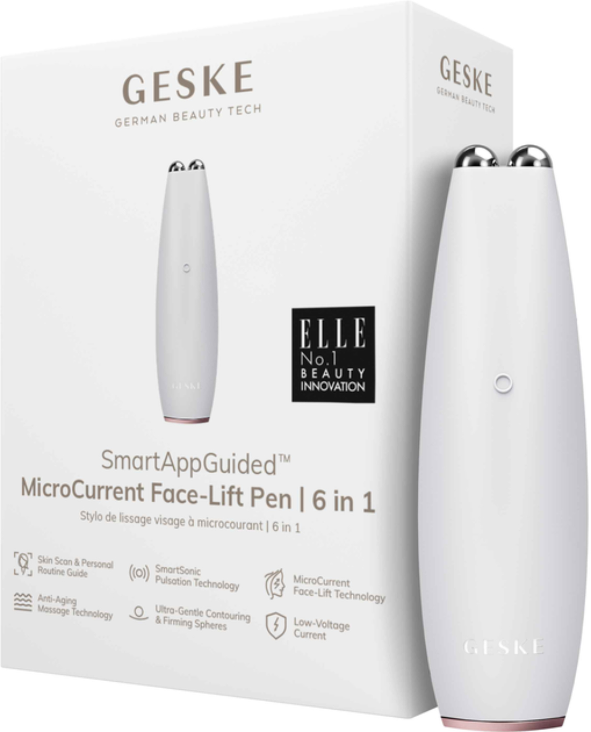 Мікрострумова ручка для підтяжки обличчя GESKE MicroCurrent Face-Lift Pen 6 в 1 пудровий (GK000013SL01) - Фото 1