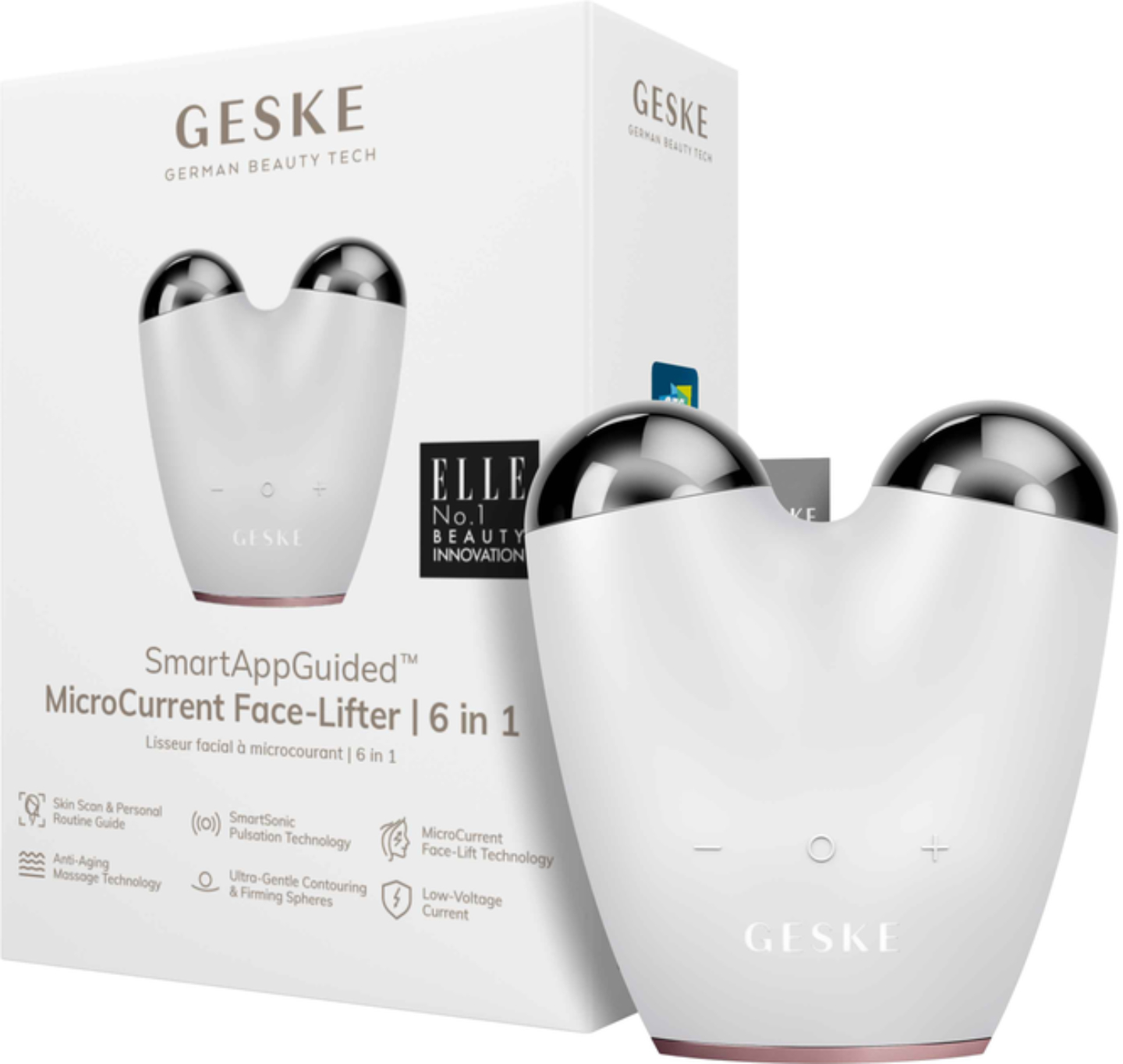 Микротоковая ручка для подтяжки лица GESKE MicroCurrent Face-Lifter 6 в 1 пудровый (GK000015SL01) - Фото 1