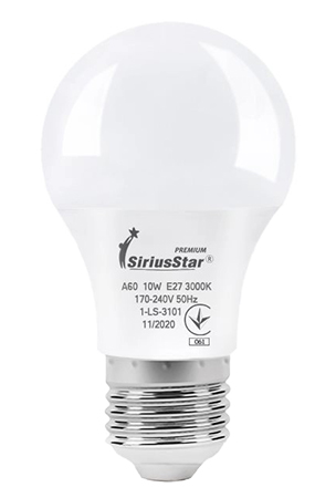 Лампочка светодиодная SiriusStar 3101 А60 10W-3000K-E27 - Фото 1