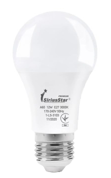 Лампочка светодиодная SiriusStar 3103 А60 12W-3000K-E27 - Фото 1