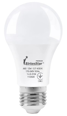 Лампочка светодиодная SiriusStar 3104 А60 12W-4000K-E27 - Фото 1