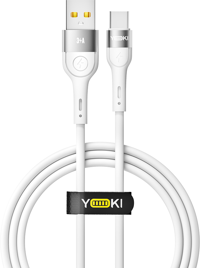 Кабель синхронизации данных YOKI EXTRA Type-C 3A 1.2m White (YK-EX11) - Фото 1