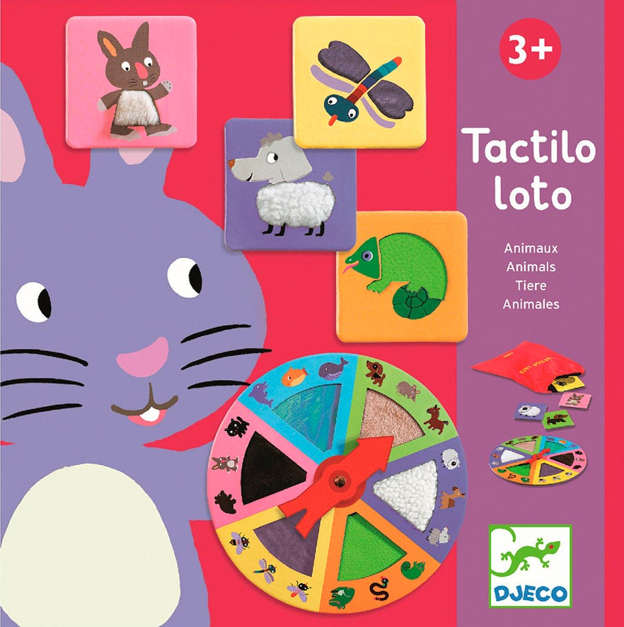 Настольная игра Лото (3-4 года) Djeco Тактильное лото Животные (DJ08129) - Фото 1