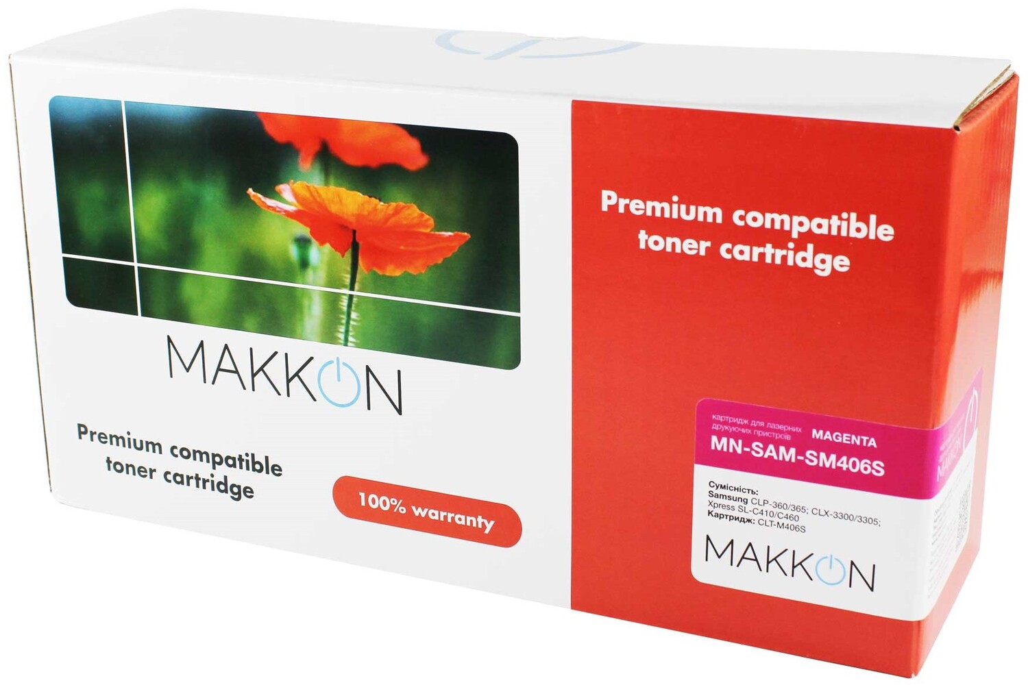 Картридж-тонер Makkon совместимый аналог Samsung CLT-M406S magenta (MN-SAM-SM406S) - Фото 1