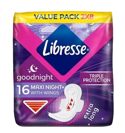 Прокладки гигиенические Libresse Maxi Goodnight Ночные 16 шт. (7322541311708) - Фото 1