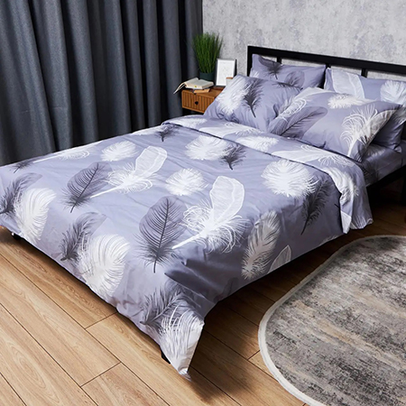 Комплект постельного белья Moon&Star Бязь Gold Люкс Soft Plumes King Size 220x240 нав. 2х50х70 (MS-820006896) - Фото 1