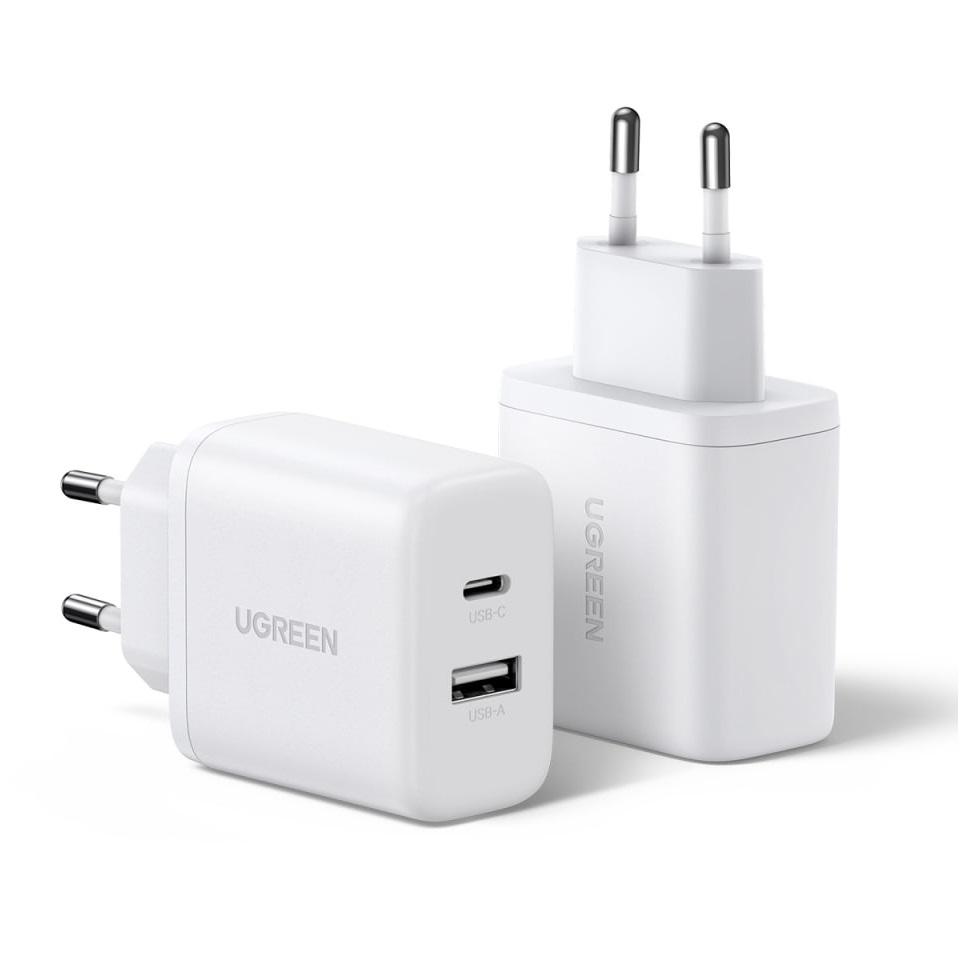 Мережевий зарядний пристрій UGREEN X227 USB-A+USB-C 20W PD Fast Charger White (45310) - Фото 1