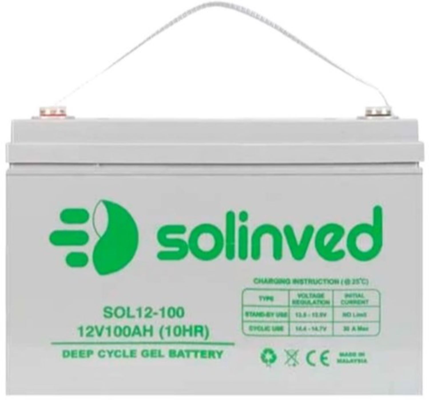Аккумулятор для ИБП SOLINVED 100-12 GEL 12V 100Ah Grey (SLG100-12) - Фото 1