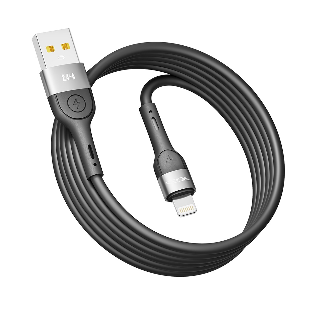 Кабель синхронизации данных Ridea X-Silicone Lightning 12W 2m Black (RC-XS51) - Фото 1