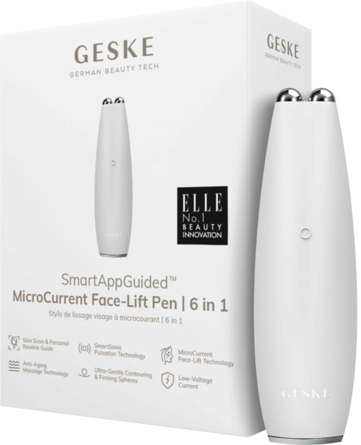 Микротоковая ручка для подтяжки лица GESKE MicroCurrent Face-Lift Pen 6 в 1 White (GK000013WH01) - Фото 1