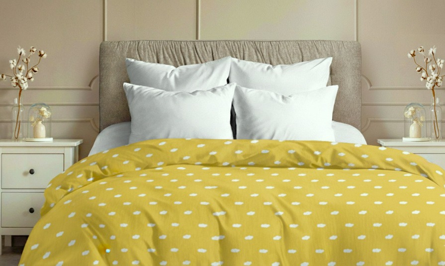 Купить Пододеяльник полуторный Zastelli бязь Облака на желтом 145х210 см (20484) - Фото 1 Пододеяльник полуторный Zastelli бязь Облака на желтом 145х210 см (20484) - Фото 1