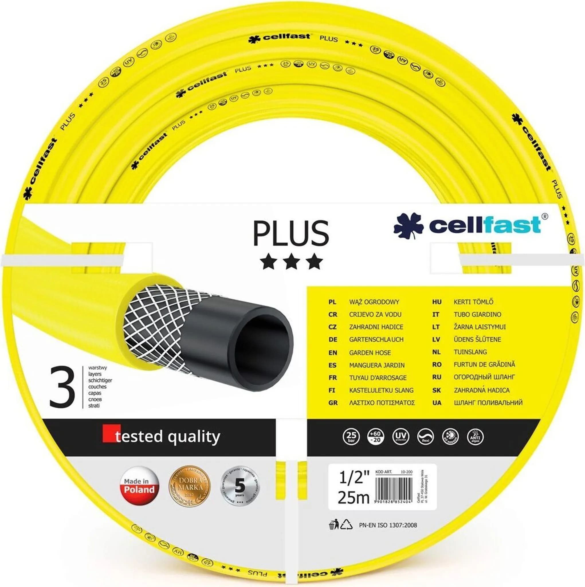 Шланг поливочный Cellfast Plus 25 м 1/2" (10-200) - Фото 1