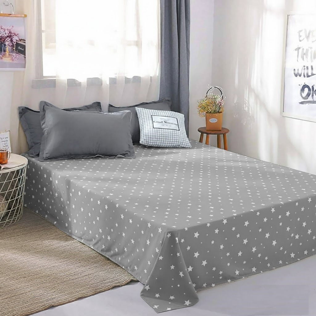 Простынь евро Zastelli 130 разные звезды на сером 220х240 см (19836) - Фото 1