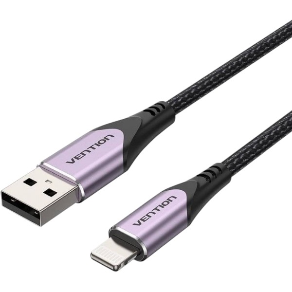 Кабель синхронизации данных Vention USB 2.0 AM-Lightning M, 2.0м 2.4A Aluminum Alloy Purple (LABVH) - Фото 1