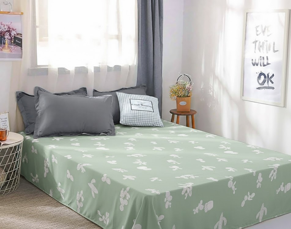 Простынь полуторная Zastelli бязь Cactus on white Reverse 145х210 (19282) - Фото 1