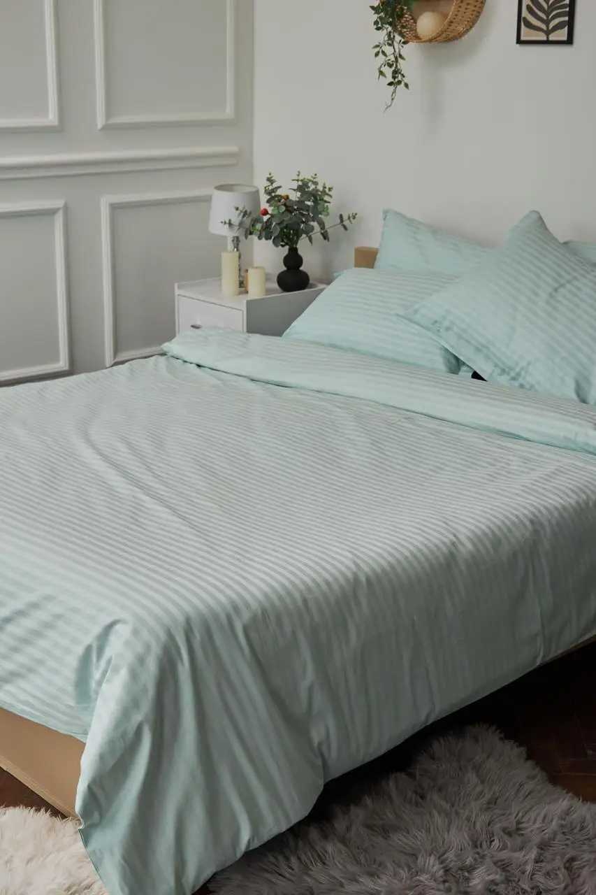 Пододеяльник полуторный евро Moon&Star Satin Stripe Stripe Mint 160x220 см (MS-870000436) - Фото 1
