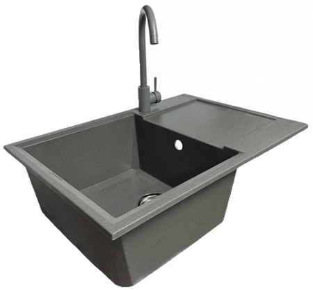 Мойка кухонная+смеситель Adamant Horizon Medium серый (4824296104404) - Фото 1