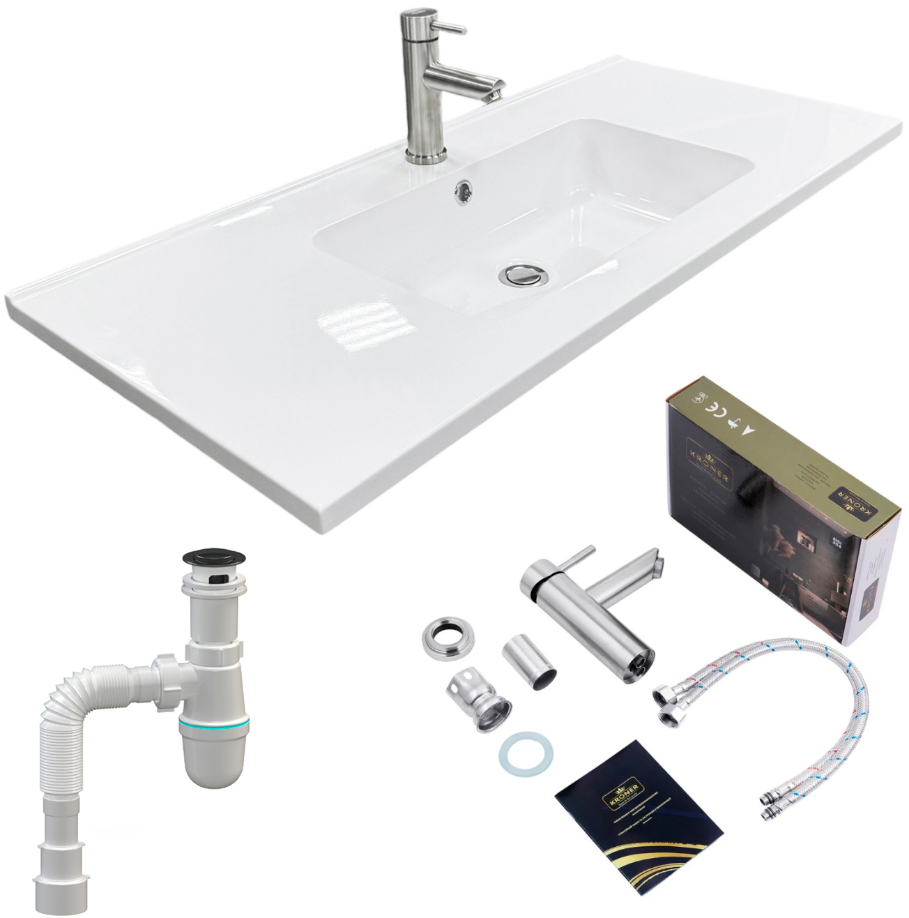 Купити Раковина для ванної+змішувач Adamant FLATE 100 з сифоном Click-Clack (4824296207601) - Фото 1 Раковина для ванної+змішувач Adamant FLATE 100 з сифоном Click-Clack (4824296207601) - Фото 1