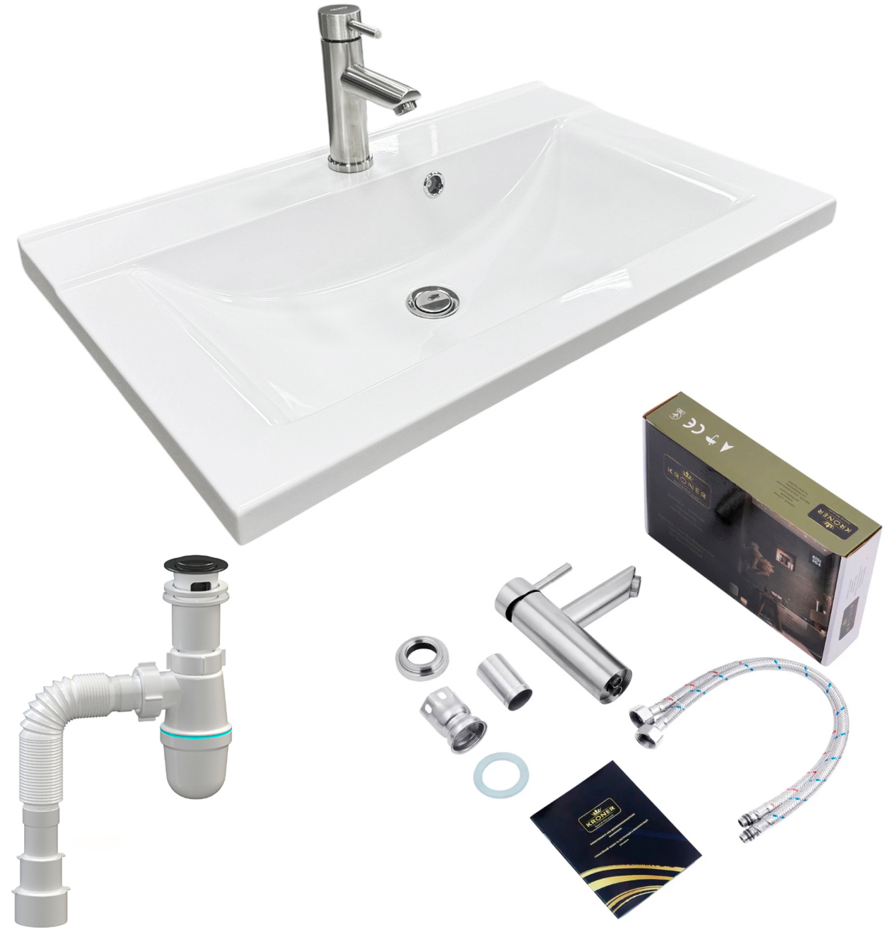 Купити Раковина для ванної+змішувач Adamant QUANTO 70 з сифоном Click-Clack (4824296208101) - Фото 1 Раковина для ванної+змішувач Adamant QUANTO 70 з сифоном Click-Clack (4824296208101) - Фото 1