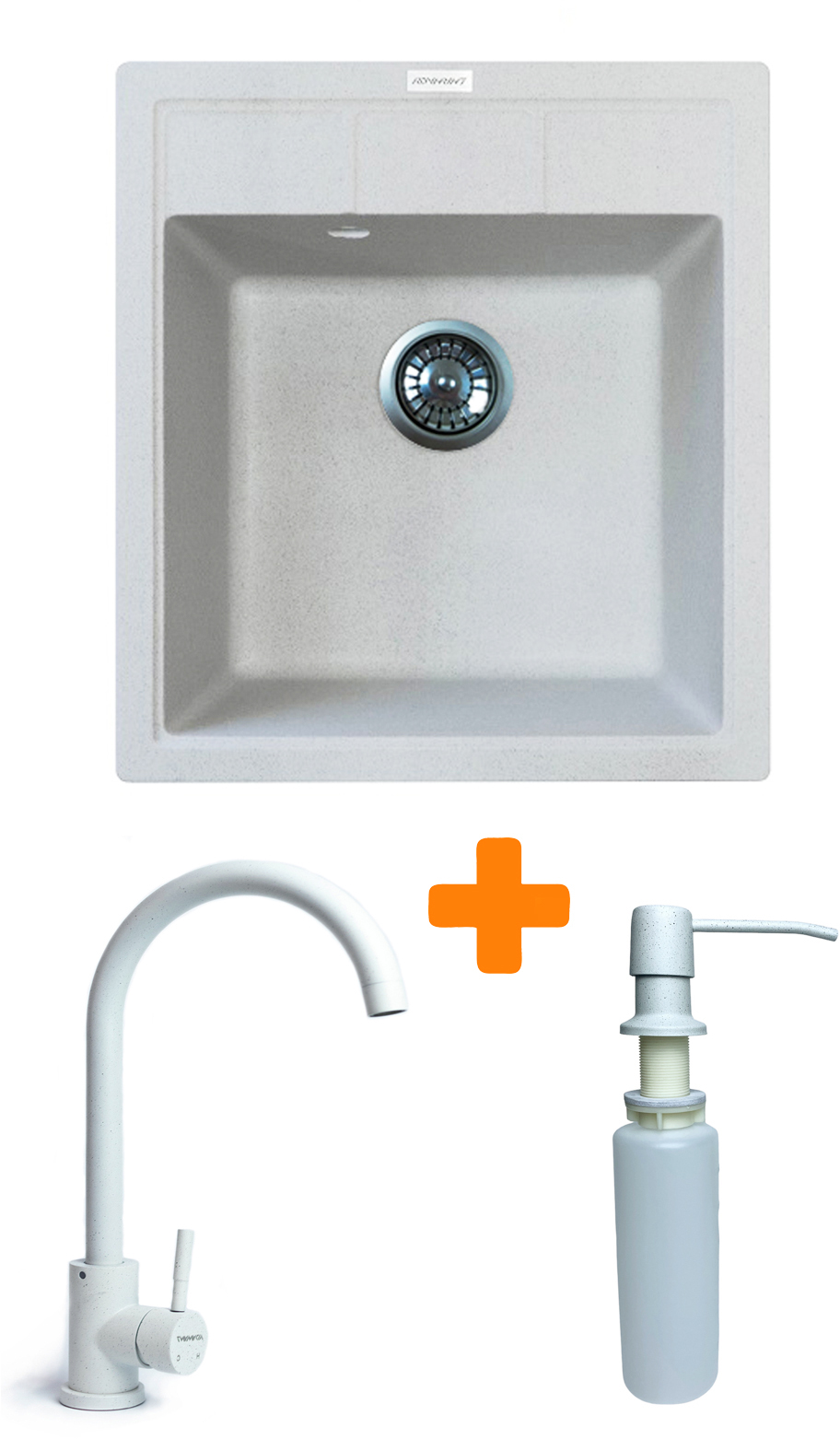 Мойка кухонная+смеситель+дозатор Adamant Brick Old stone (4824296209710) - Фото 1