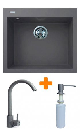 Мойка кухонная+смеситель+дозатор Adamant Univer серый (4824296902104) - Фото 1