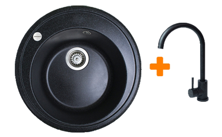 Мойка кухонная+смеситель Adamant Sun черный (4824296910103) - Фото 1