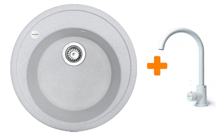 Мойка кухонная+смеситель Adamant Sun Old stone (4824296910110) - Фото 1