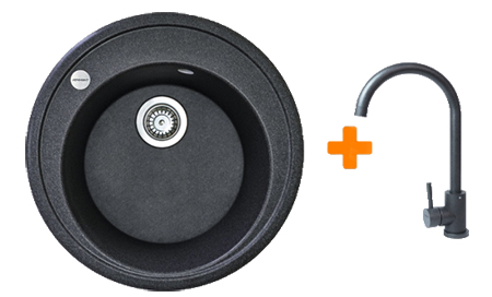 Мойка кухонная+смеситель Adamant Sun графит (4824296910113) - Фото 1