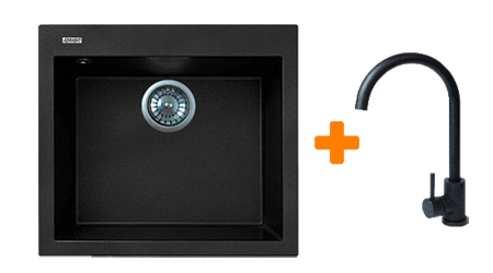 Мойка кухонная+смеситель Adamant Univer черный (4824296912103) - Фото 1